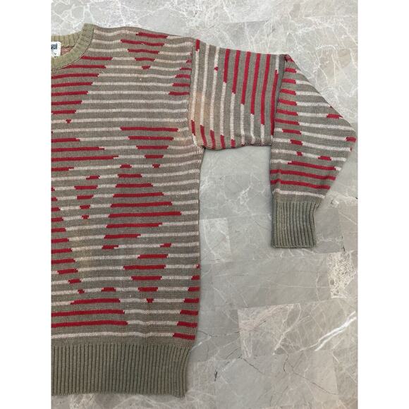 Vintage 90’s SKYR Ramie Knit Pullover Sweater Mens L Made in Hong Kong Geometric - Picture 3 of 10